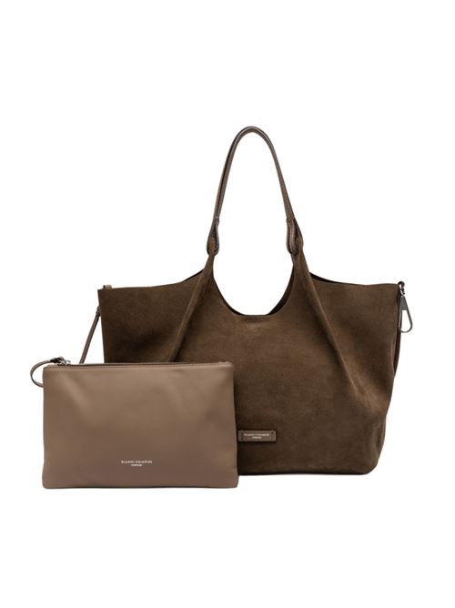 Borsa da donna in pelle scamosciata, a mano/spalla, colore daino GIANNI CHIARINI | 9780CMPL1052